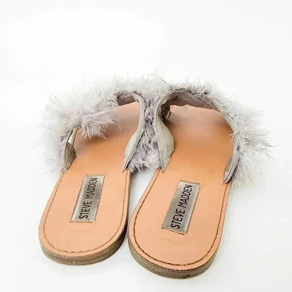 Steve Madden Boa Feather Ciara Slide Sandals - 7 - Picture 3 of 7